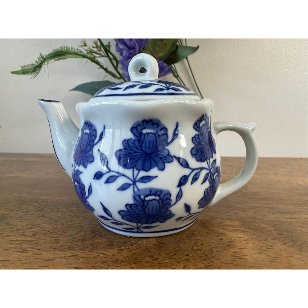 Vintage Gryphon Ware Blue White Floral Mini Teapot Porcelain China Farmhouse